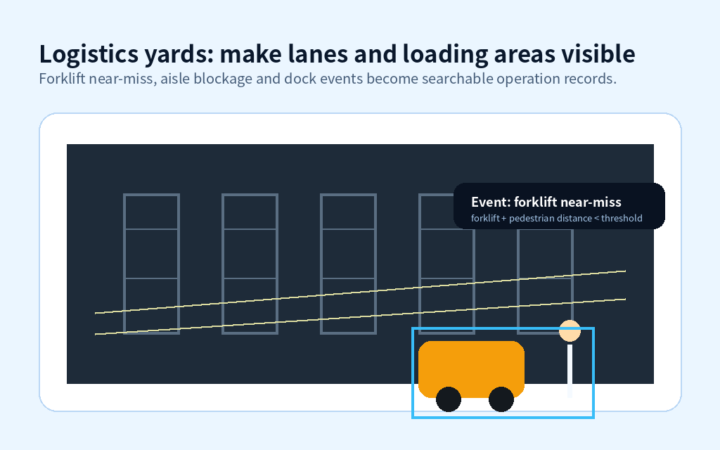 Logistics yards: make dock and aisle status visible